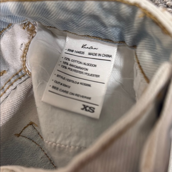 KanCan Blue and White Jean Shorts Distressed Frayed Hem - Picture 4 of 4